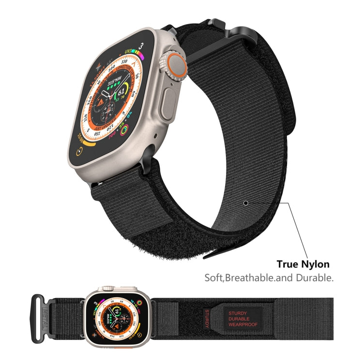 For Apple Watch Ultra 49mm AW Nylon Two-Section Watch Band(Black)