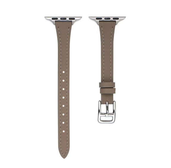 For Apple Watch Ultra 49mm T-shaped Slim Genuine Leather Watch Band(Dark Brown)