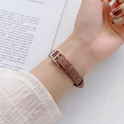 For Apple Watch Ultra 2 49mm T-shaped Slim Genuine Leather Watch Band(Light Brown)