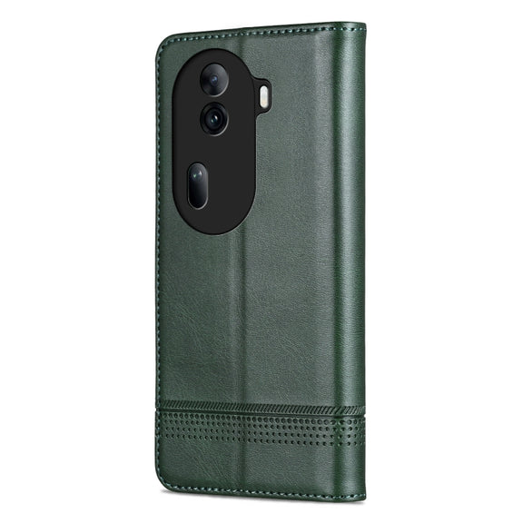 For OPPO Reno11 China AZNS Magnetic Calf Texture Flip Leather Phone Case(Dark Green)