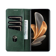 For OPPO Reno11 China AZNS Magnetic Calf Texture Flip Leather Phone Case(Dark Green)