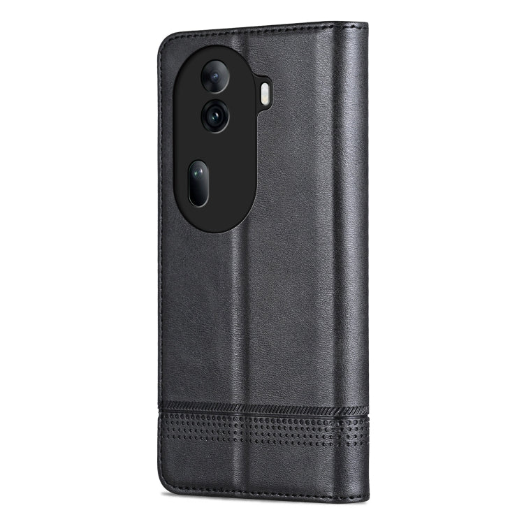 For OPPO Reno11 China AZNS Magnetic Calf Texture Flip Leather Phone Case(Black)