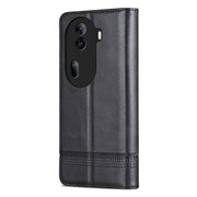 For OPPO Reno11 China AZNS Magnetic Calf Texture Flip Leather Phone Case(Black)