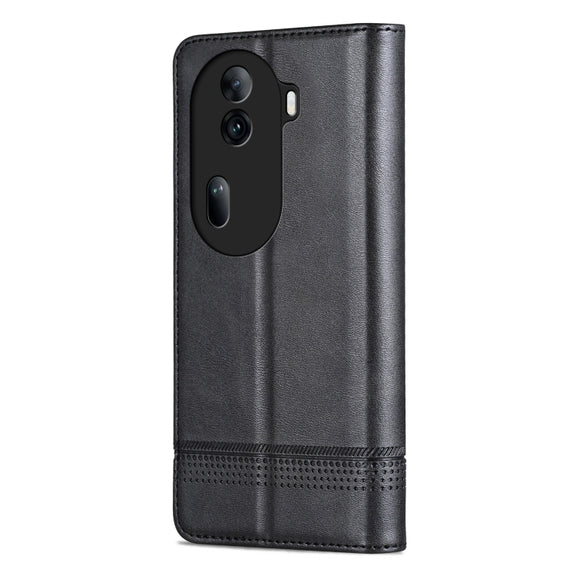 For OPPO Reno11 China AZNS Magnetic Calf Texture Flip Leather Phone Case(Black)