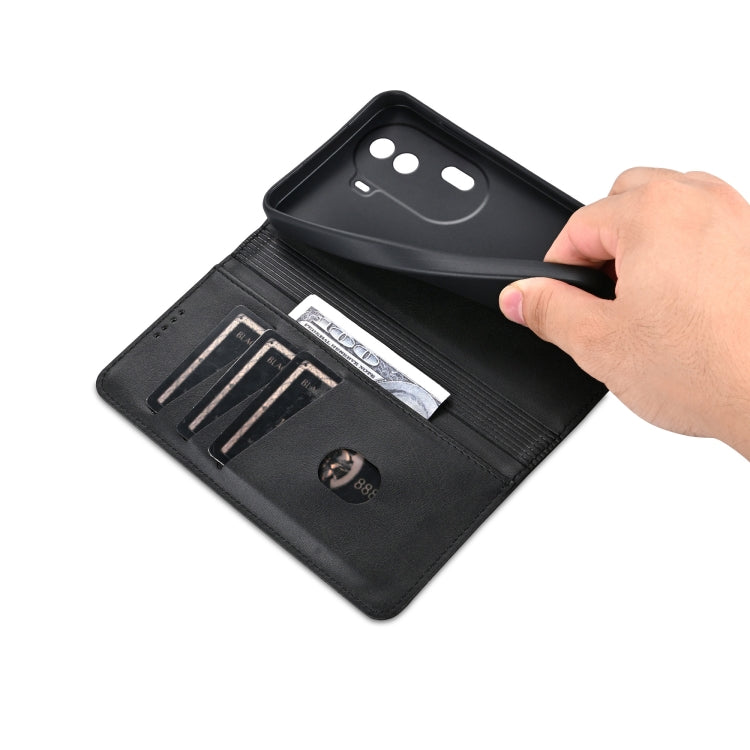 For OPPO Reno11 China AZNS Magnetic Calf Texture Flip Leather Phone Case(Black)
