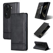 For OPPO Reno11 Pro China AZNS Magnetic Calf Texture Flip Leather Phone Case(Black)