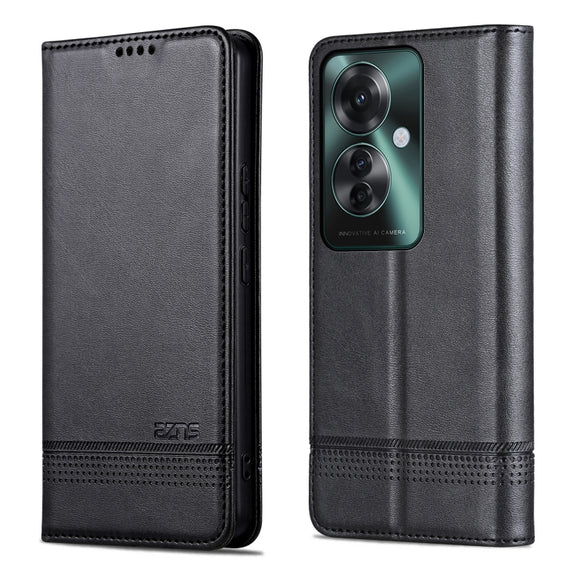 For OPPO Reno11 F AZNS Magnetic Calf Texture Flip Leather Phone Case(Black)