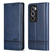 For OPPO Reno12 Global AZNS Magnetic Calf Texture Flip Leather Phone Case(Dark Blue)