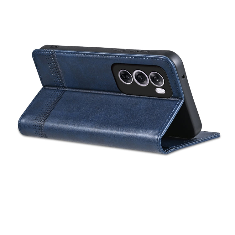 For OPPO Reno12 Global AZNS Magnetic Calf Texture Flip Leather Phone Case(Dark Blue)