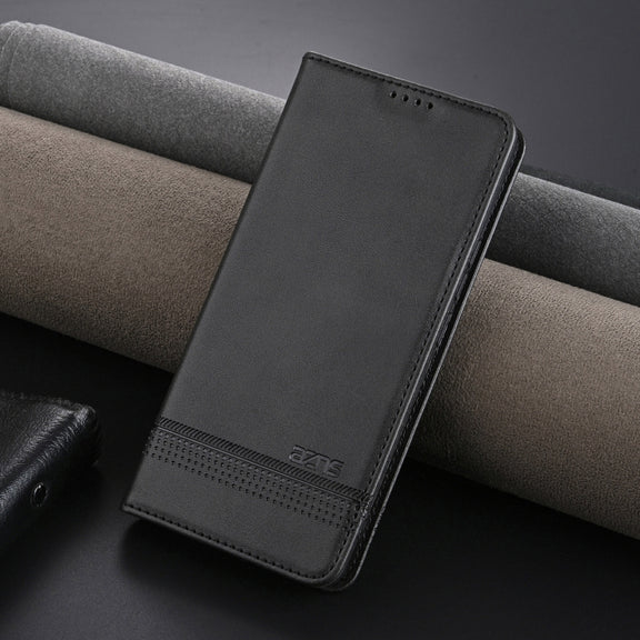 For OPPO Reno12 Global AZNS Magnetic Calf Texture Flip Leather Phone Case(Black)