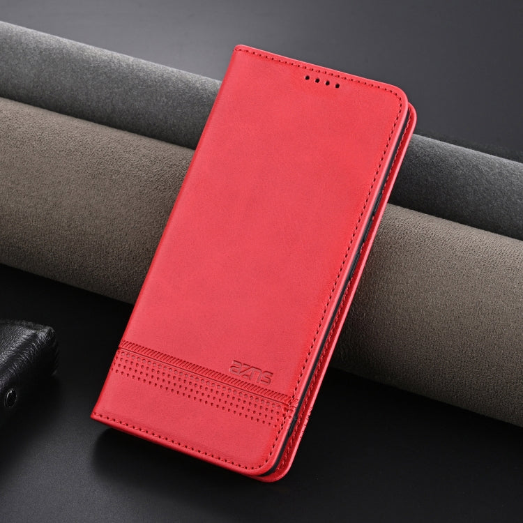 For OPPO Reno12 Global AZNS Magnetic Calf Texture Flip Leather Phone Case(Red)