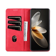 For OPPO Reno12 Global AZNS Magnetic Calf Texture Flip Leather Phone Case(Red)