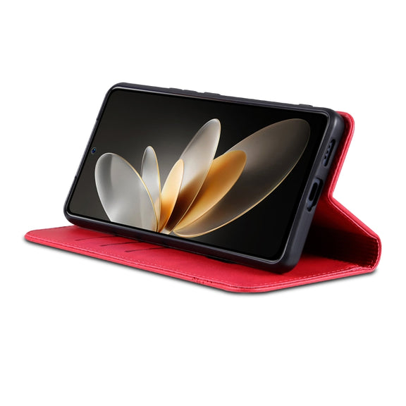 For OPPO Reno12 Global AZNS Magnetic Calf Texture Flip Leather Phone Case(Red)