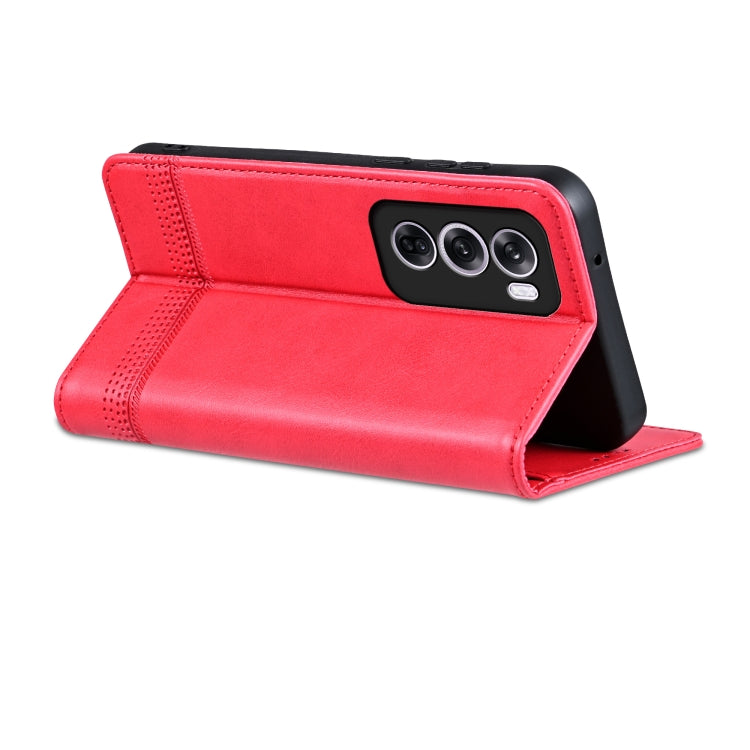 For OPPO Reno12 Global AZNS Magnetic Calf Texture Flip Leather Phone Case(Red)