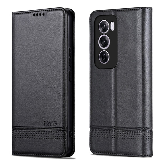 For OPPO Reno12 Pro Global AZNS Magnetic Calf Texture Flip Leather Phone Case(Black)
