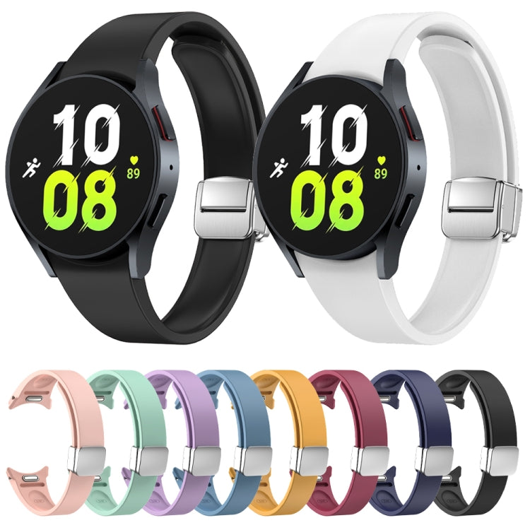 For Samsung Galaxy Watch 6 Magnetic Folding Silver Buckle Silicone Watch Band(Grey)