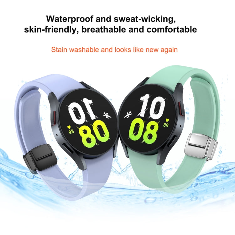 For Samsung Galaxy Watch 6 Magnetic Folding Silver Buckle Silicone Watch Band(Grey)