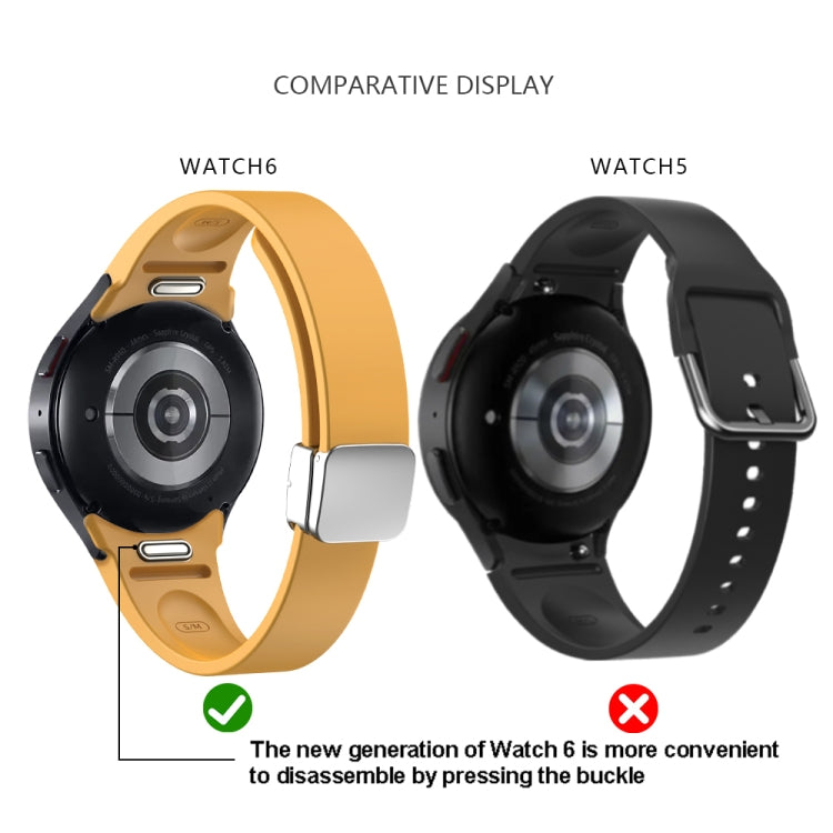 For Samsung Galaxy Watch 6 Magnetic Folding Silver Buckle Silicone Watch Band(Grey)