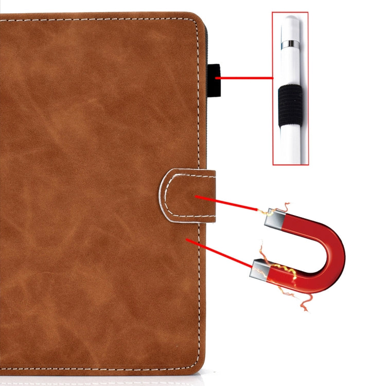 For 10 inch Tablet PC Universal Cowhide Texture Horizontal Flip Leather Case with Holder & Card Slots & Pen Slot(Brown)