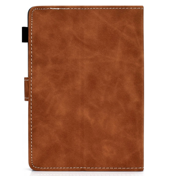 For 10 inch Tablet PC Universal Cowhide Texture Horizontal Flip Leather Case with Holder & Card Slots & Pen Slot(Brown)