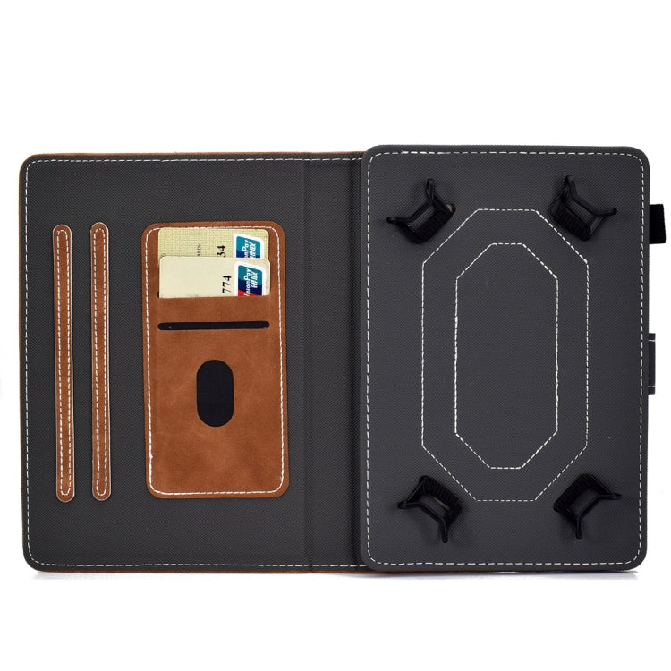 For 10 inch Tablet PC Universal Cowhide Texture Horizontal Flip Leather Case with Holder & Card Slots & Pen Slot(Brown)