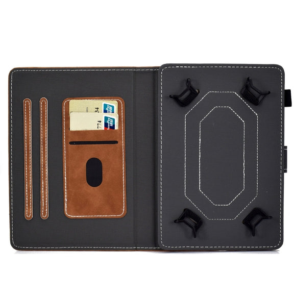 For 10 inch Tablet PC Universal Cowhide Texture Horizontal Flip Leather Case with Holder & Card Slots & Pen Slot(Brown)