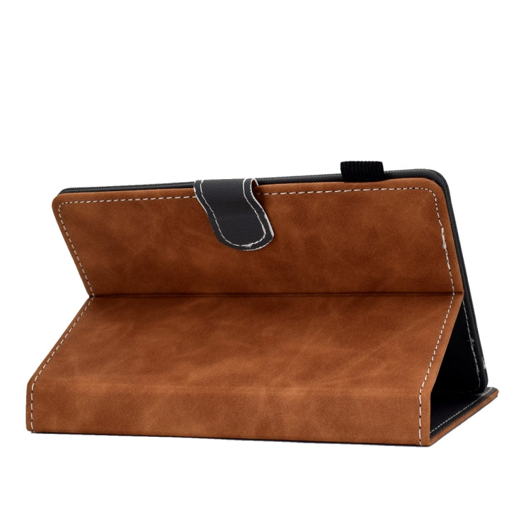 For 10 inch Tablet PC Universal Cowhide Texture Horizontal Flip Leather Case with Holder & Card Slots & Pen Slot(Brown)