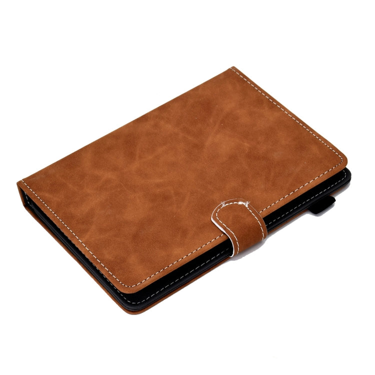 For 10 inch Tablet PC Universal Cowhide Texture Horizontal Flip Leather Case with Holder & Card Slots & Pen Slot(Brown)