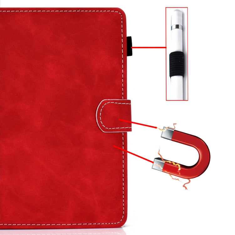 For 10 inch Tablet PC Universal Cowhide Texture Horizontal Flip Leather Case with Holder & Card Slots & Pen Slot(Red)