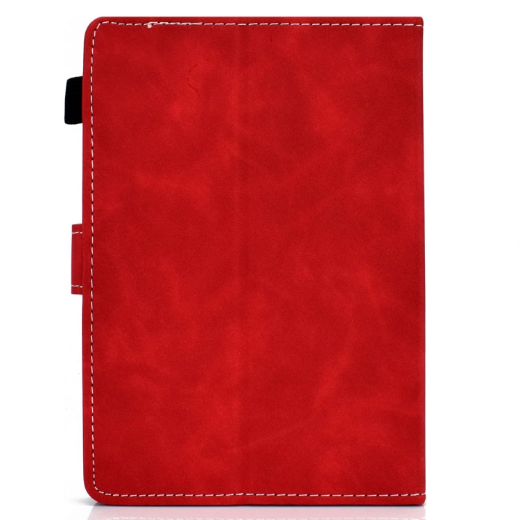 For 10 inch Tablet PC Universal Cowhide Texture Horizontal Flip Leather Case with Holder & Card Slots & Pen Slot(Red)