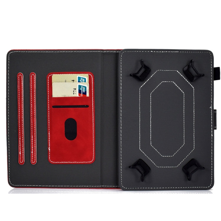 For 10 inch Tablet PC Universal Cowhide Texture Horizontal Flip Leather Case with Holder & Card Slots & Pen Slot(Red)