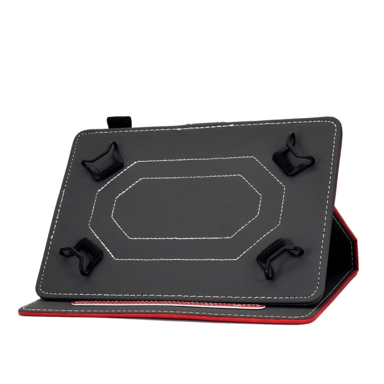 For 10 inch Tablet PC Universal Cowhide Texture Horizontal Flip Leather Case with Holder & Card Slots & Pen Slot(Red)