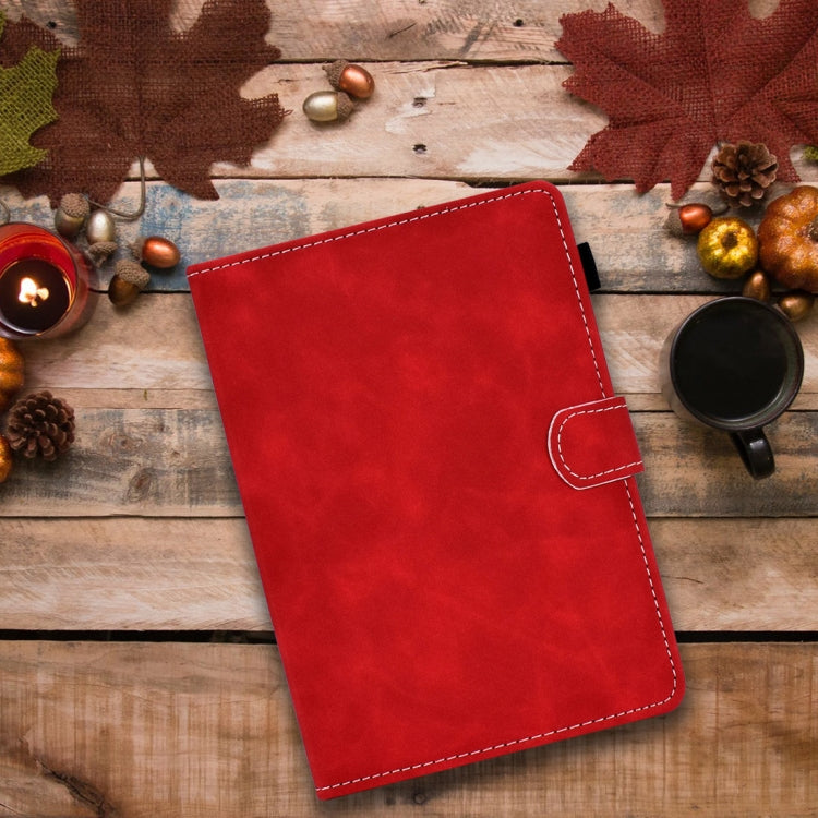 For 10 inch Tablet PC Universal Cowhide Texture Horizontal Flip Leather Case with Holder & Card Slots & Pen Slot(Red)