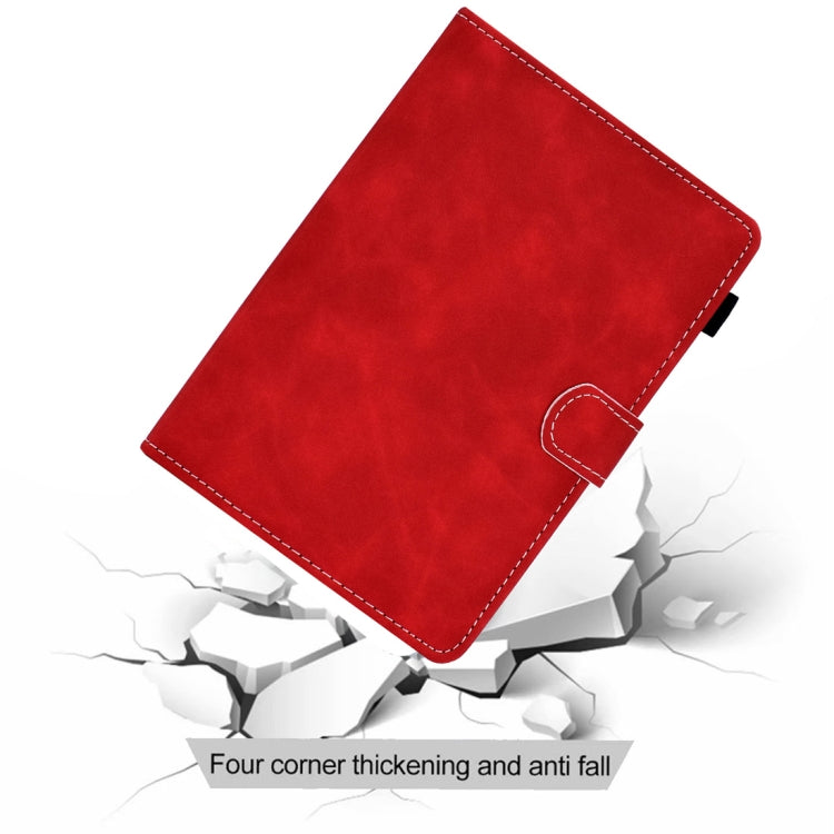 For 10 inch Tablet PC Universal Cowhide Texture Horizontal Flip Leather Case with Holder & Card Slots & Pen Slot(Red)