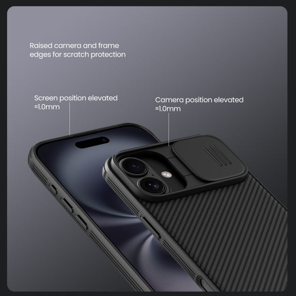 For iPhone 16 Plus NILLKIN CamShield Pro PC Phone Case(Black)