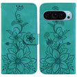 For Google Pixel 9 Pro Lily Embossed Leather Phone Case(Green) - Google Cases by PMC TechLife | Online Shopping South Africa | PMC TechLife | Buy Now Pay Later Mobicred