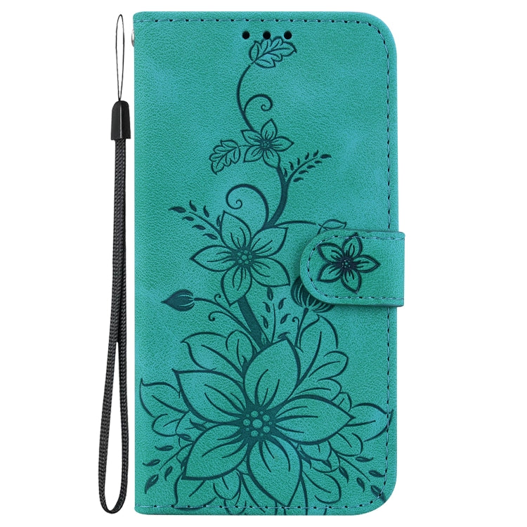 For Google Pixel 9 Pro Lily Embossed Leather Phone Case(Green)