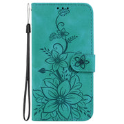 For Google Pixel 9 Pro Lily Embossed Leather Phone Case(Green)