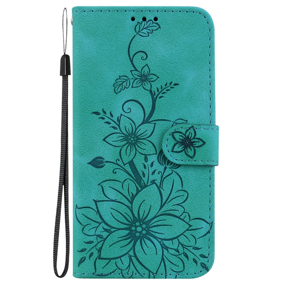 For Google Pixel 9 Pro Lily Embossed Leather Phone Case(Green)