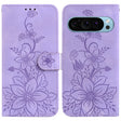 For Google Pixel 9 Pro Lily Embossed Leather Phone Case(Purple) - Google Cases by PMC TechLife | Online Shopping South Africa | PMC TechLife | Buy Now Pay Later Mobicred