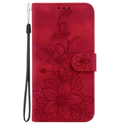 For Google Pixel 9 Pro Lily Embossed Leather Phone Case(Red)
