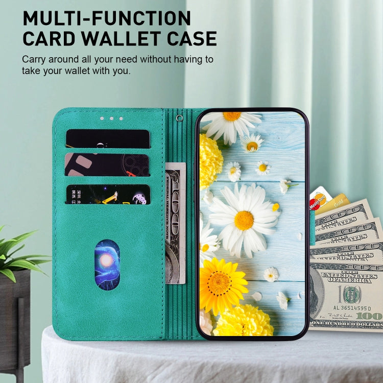 For Google Pixel 9 Lily Embossed Leather Phone Case(Green)