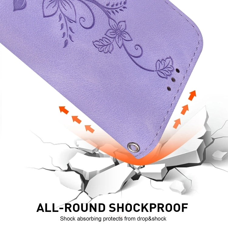 For Google Pixel 9 Lily Embossed Leather Phone Case(Purple)
