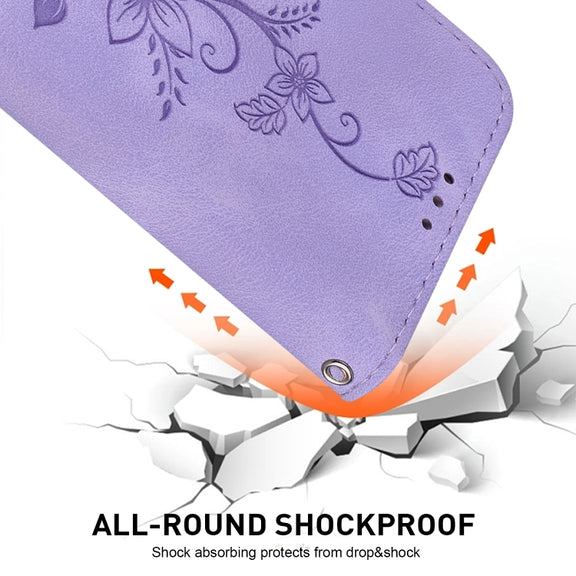 For Google Pixel 9 Lily Embossed Leather Phone Case(Purple)