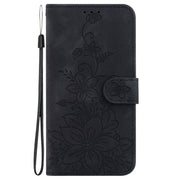 For Google Pixel 9 Lily Embossed Leather Phone Case(Black)