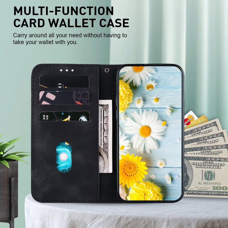 For Google Pixel 9 Lily Embossed Leather Phone Case(Black)
