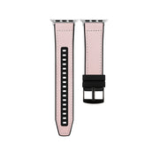 For Apple Watch Series 9 41mm Hybrid Leather Silicone Watch Band(Pink)