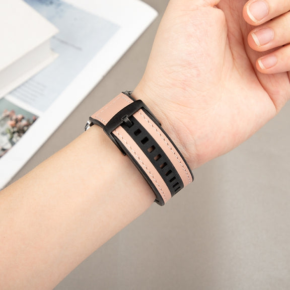 For Apple Watch Series 9 41mm Hybrid Leather Silicone Watch Band(Grey)