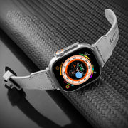 For Apple Watch Ultra 2 49mm Hybrid Braid Nylon Silicone Watch Band(Blue)
