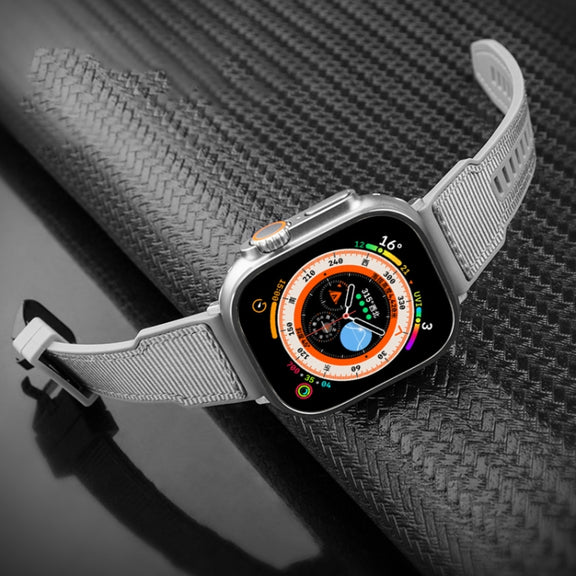 For Apple Watch Ultra 2 49mm Hybrid Braid Nylon Silicone Watch Band(Blue)